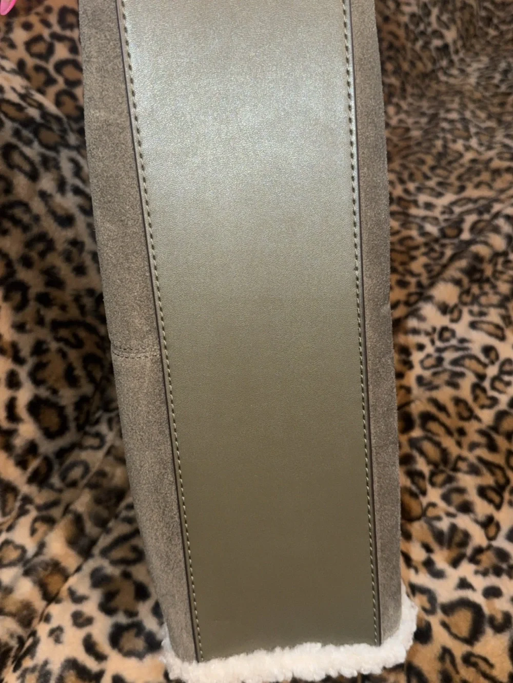 Michael Kors Olive Green Suede Tote with Sherpa Trim Brand New w/tags!